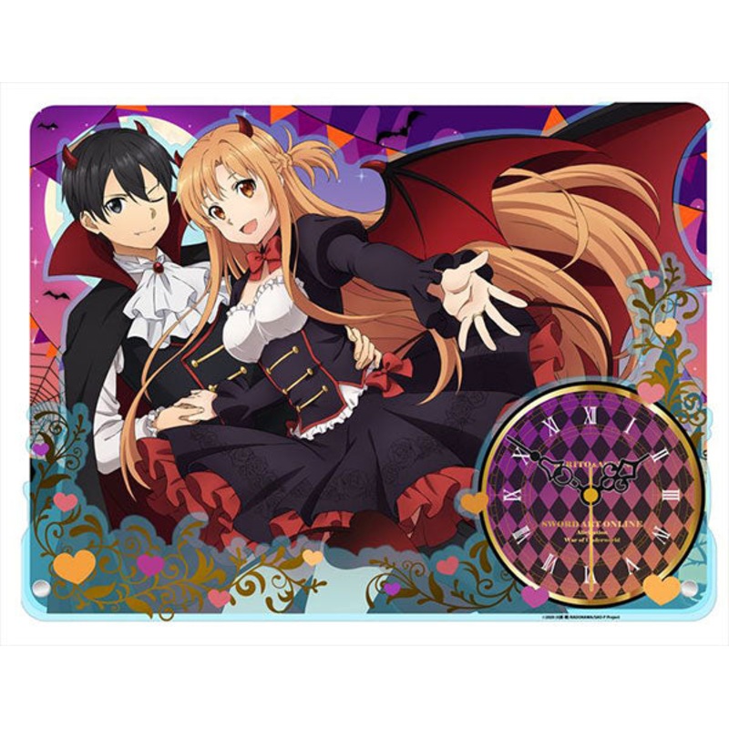 Sword Art Online Alicization War of Underworld BIG Acrylic Table Clock Kirito & Asuna