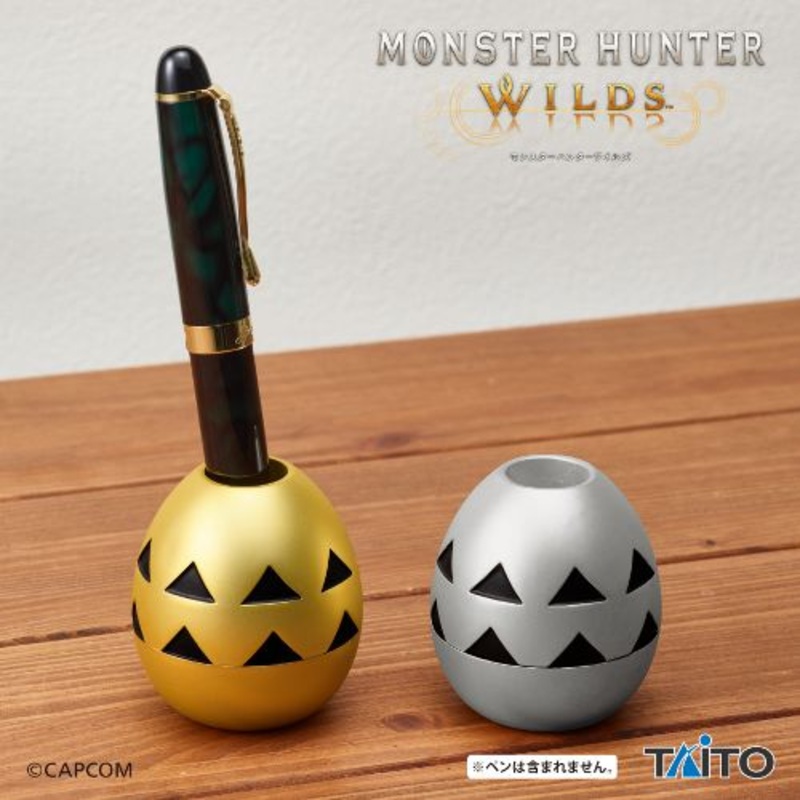 Monster Hunter Wilds Metal Pen Stand – Golden Egg