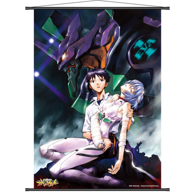 Neon Genesis Evangelion TV Ver. Wall Scroll /EVA-01 & Shinji & Rei (Yoshiyuki Sadamoto)