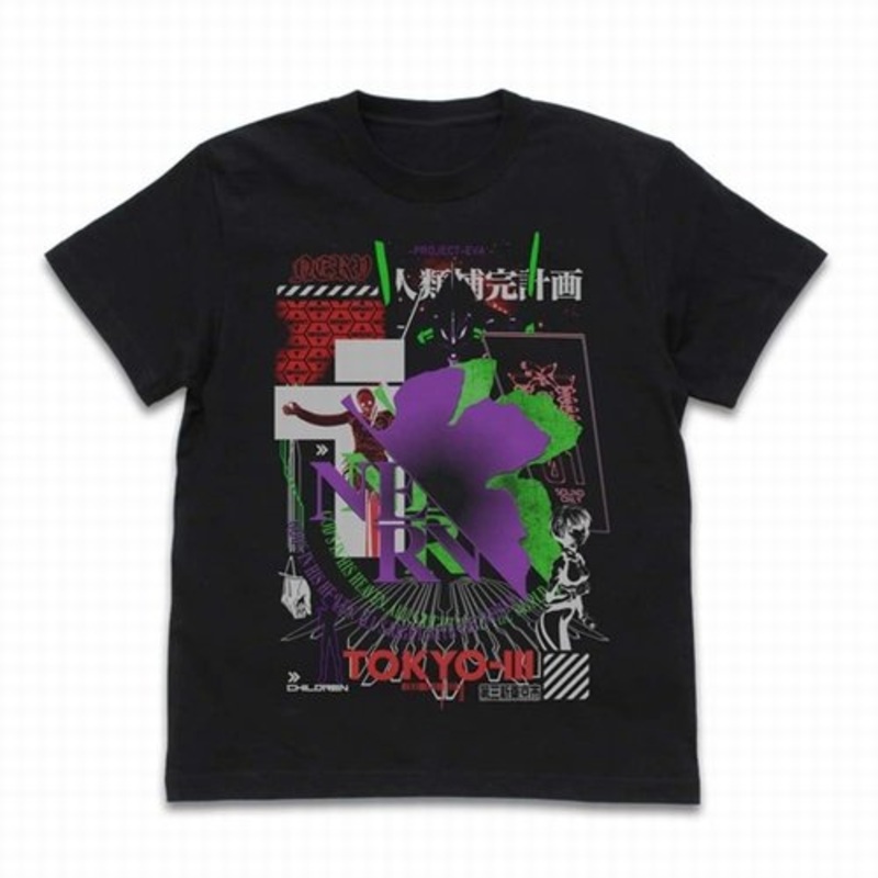EVANGELION NERV Acid Graphics T-shirt/BLACK