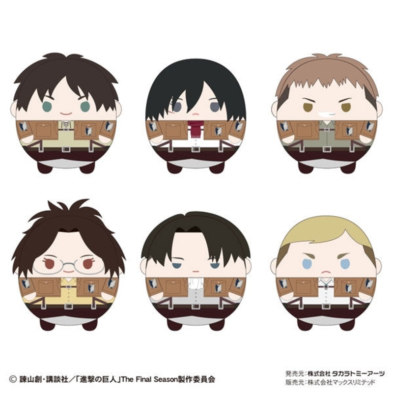 Shingeki no Kyojin – Fuwa Kororin – Plush Mascot – Shingeki no Kyojin Fuwa Kororin 2 – Set Of 6 (Max Limited, Takara Tomy A.R.T.S)