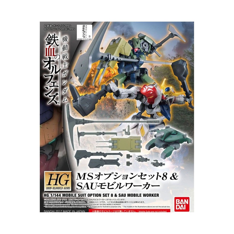 BANDAI Mobile Suit Gundam Iron-Blooded Orphans – High Grade MS Option Set 8 & SAU Mobile Worker Model Kit Figure